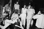 The Mudd Club on White St. Doorman Richard Boch (holding chain) chooses who will enter the club. NYC 07/26/1979<br>SN 2684-33a