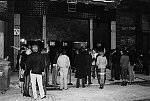 Pravda on Crosby St. in SoHo promised a radical new concept in nightlife. It stayed open one night, due to improper permits and neighbor's complaints. The first event was a party for Wet Magazine and a Fiorucci fashion show. Peolpe wait outside for admittance.<br>11/08/1979. NYC<br>SN 2834-15